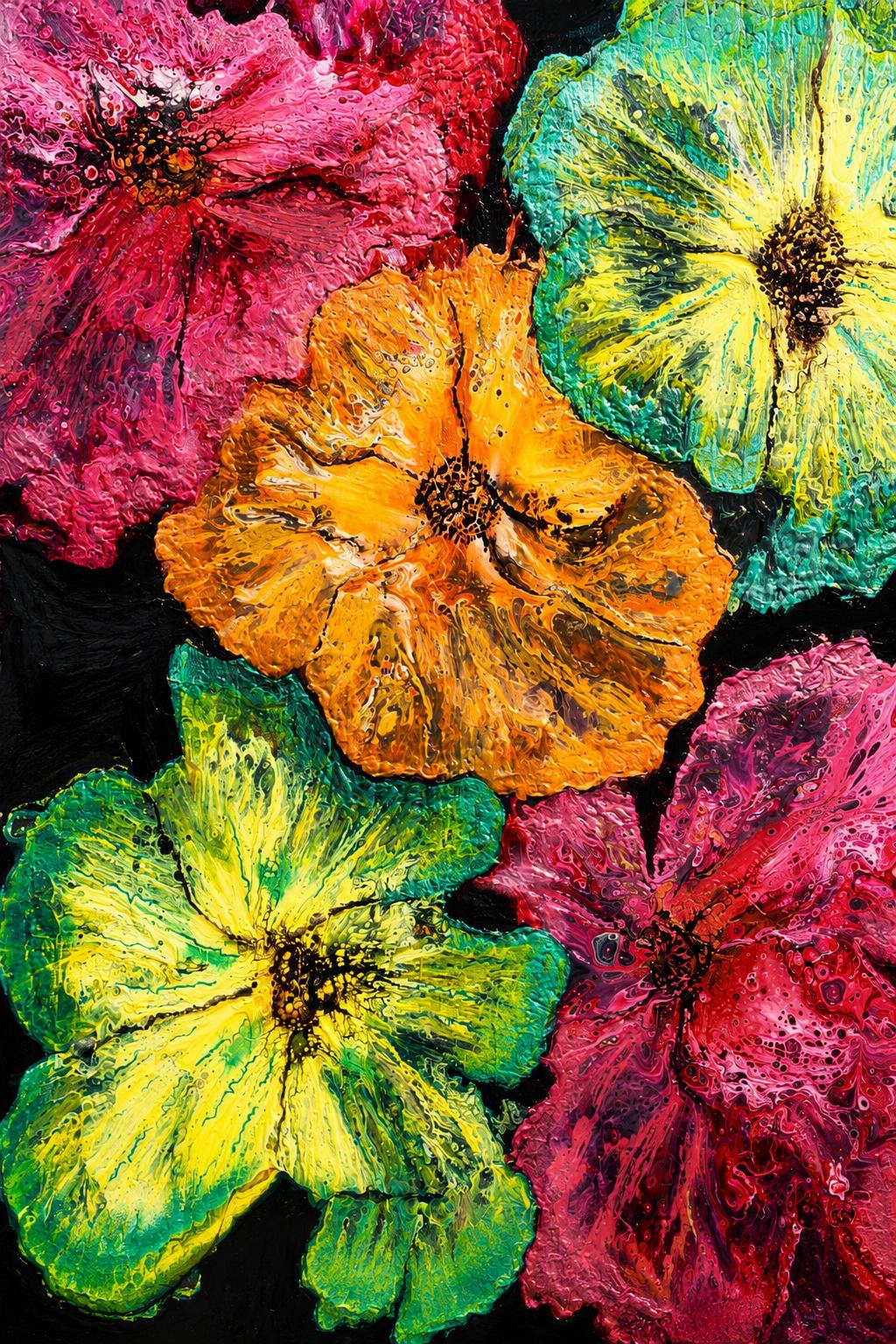 Floral Kinetic - pour painting by Chris Broussard